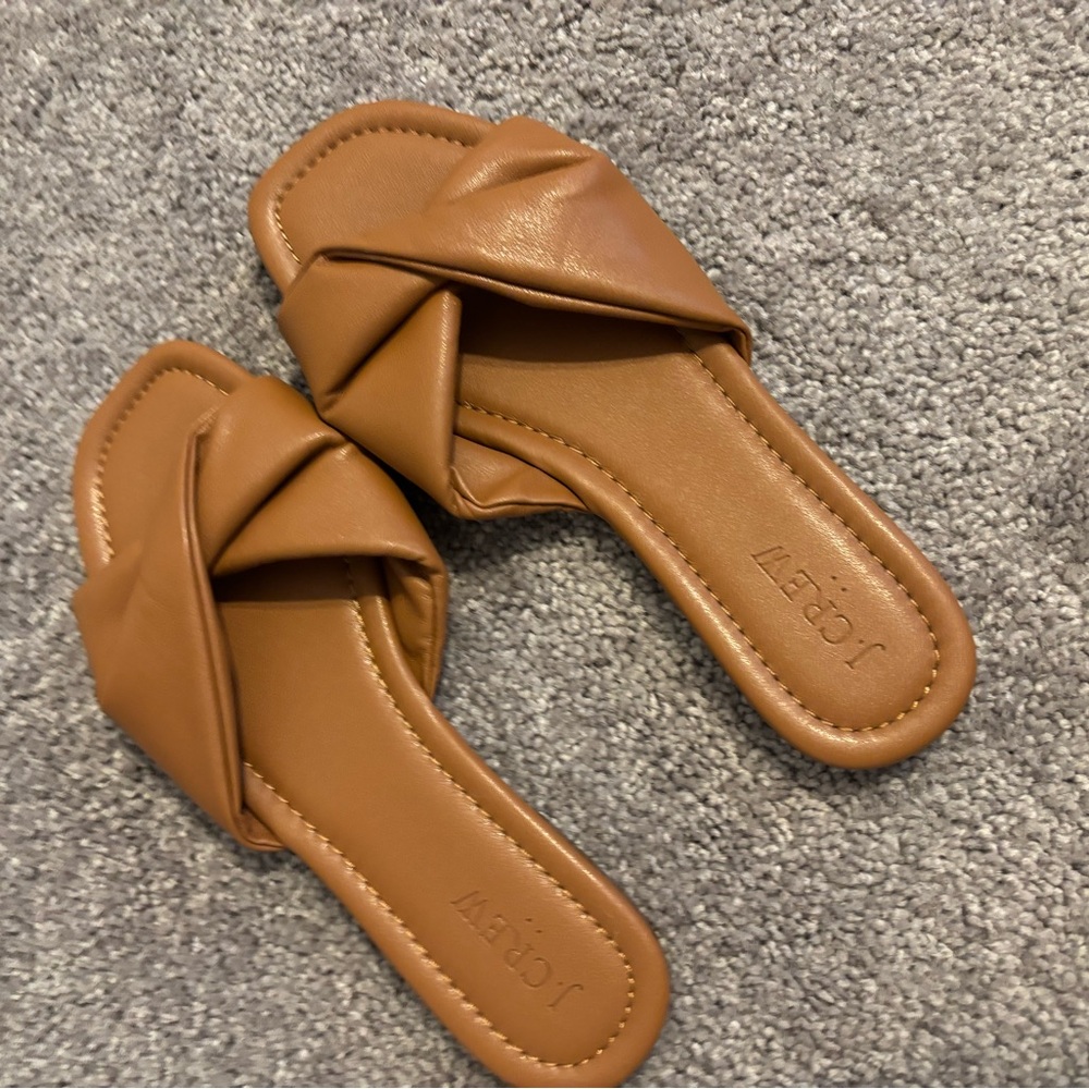 J. Crew Tan Sandals with Hand-Stitched Details